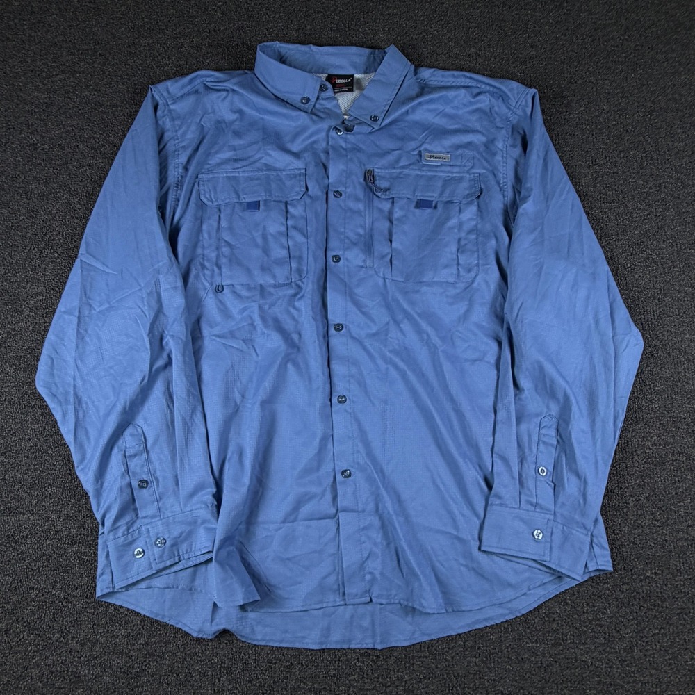 Pudolla Shirt Mens XXXL Fishing Blue Ripstop Vented Long Sleeve NEW